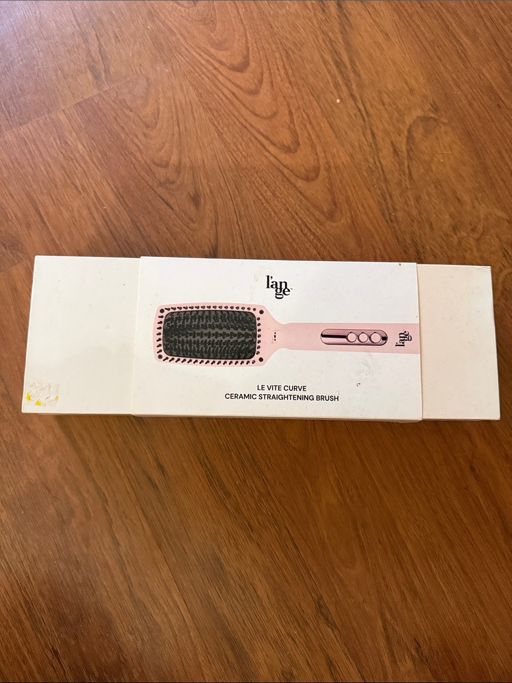 Lange Le Vie Curve Ceramic Straightening Brush - Light Pink and Black